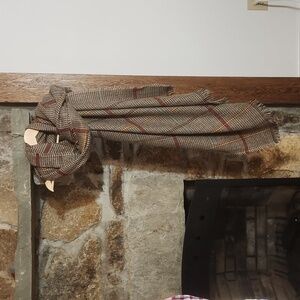 Stitchfix Look Brand long woven brown and cream plaid shawl / scarf / wrap